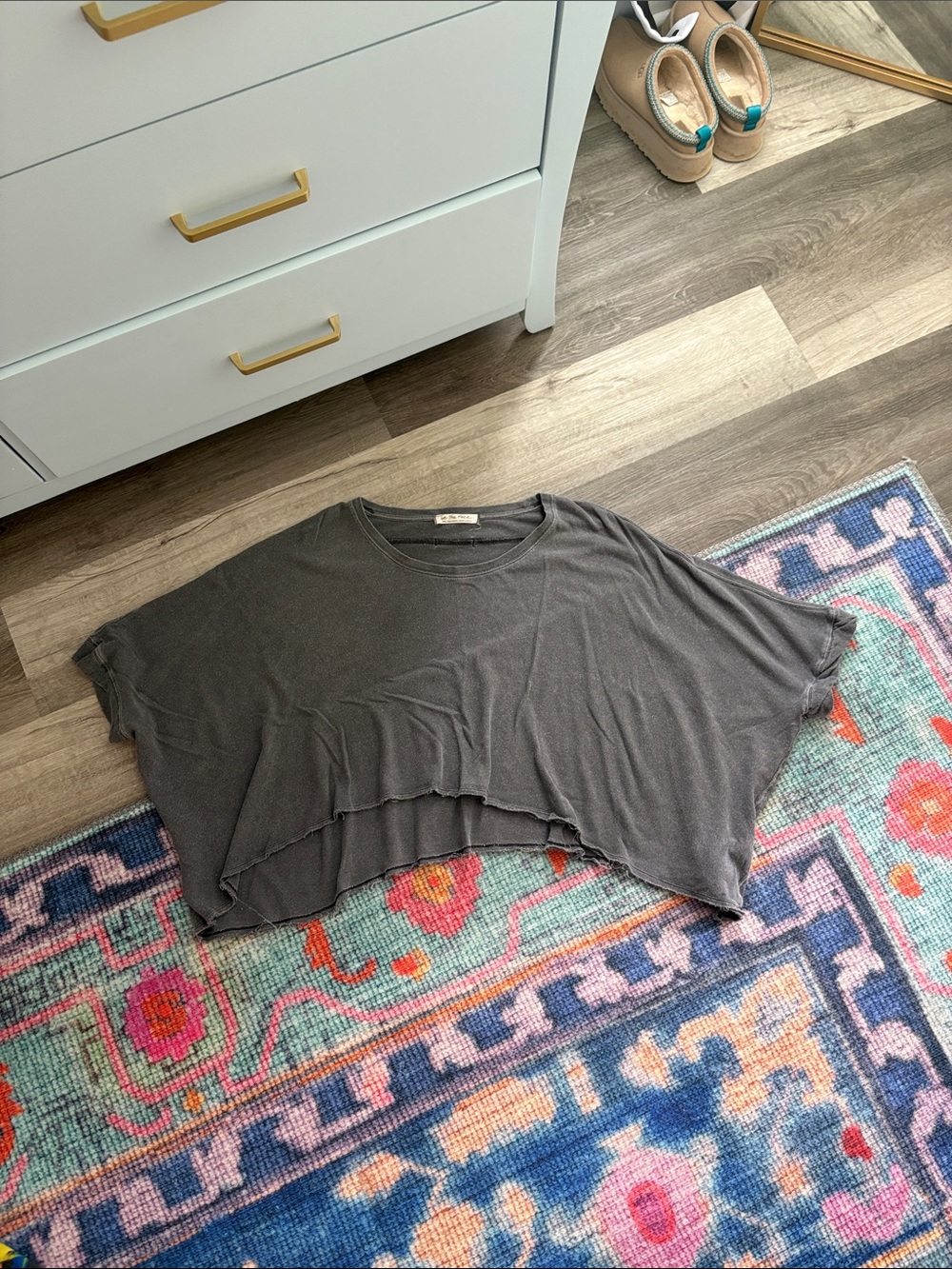 OVERSIZED We The Free Charcoal Short Sleeve Flowy Tee